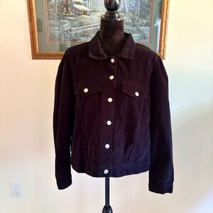 GAP Corduroy Trucker Jacket Womens XXL Navy Blue Stretch Button Up Coat